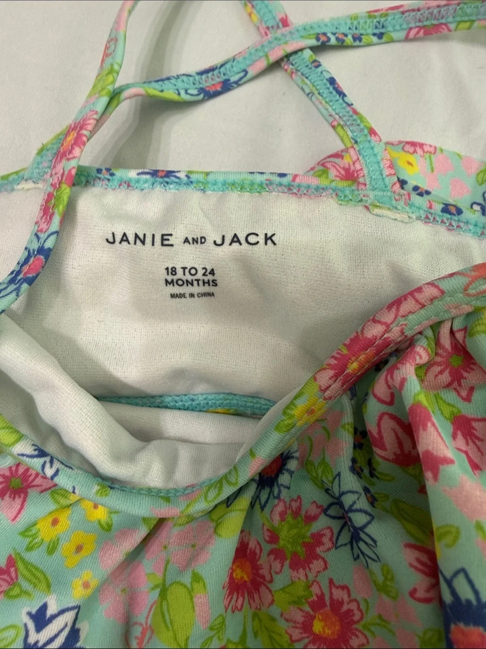 Janie and Jack Pastel Floral Ruffle Bikini - Pink, Blue, Yellow, Green